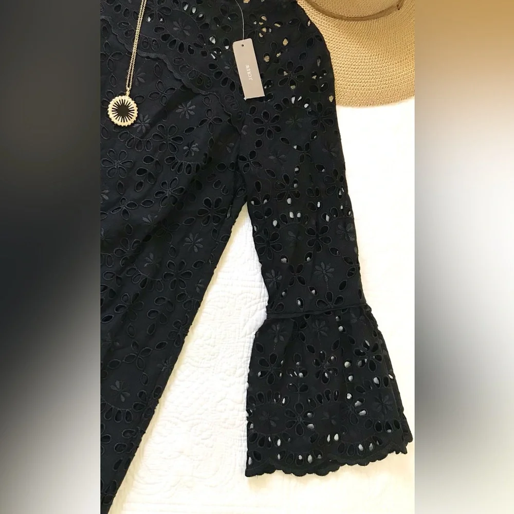 J. Crew Bell Sleeve Black Eyelet Dress NWT